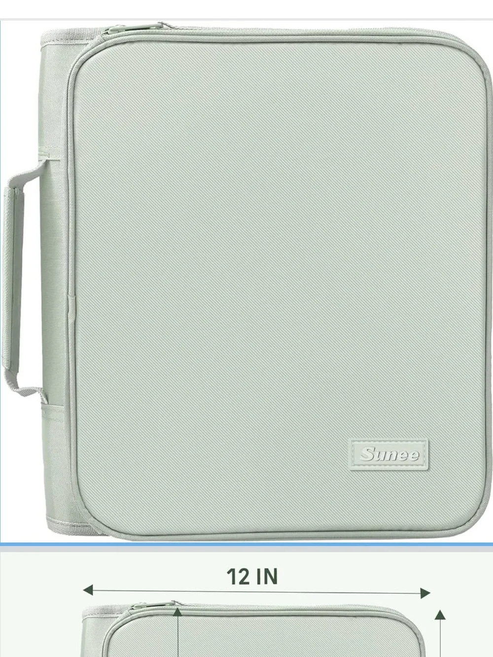 Sage Green zippered 2” Binder Bag with Handle. NEW!